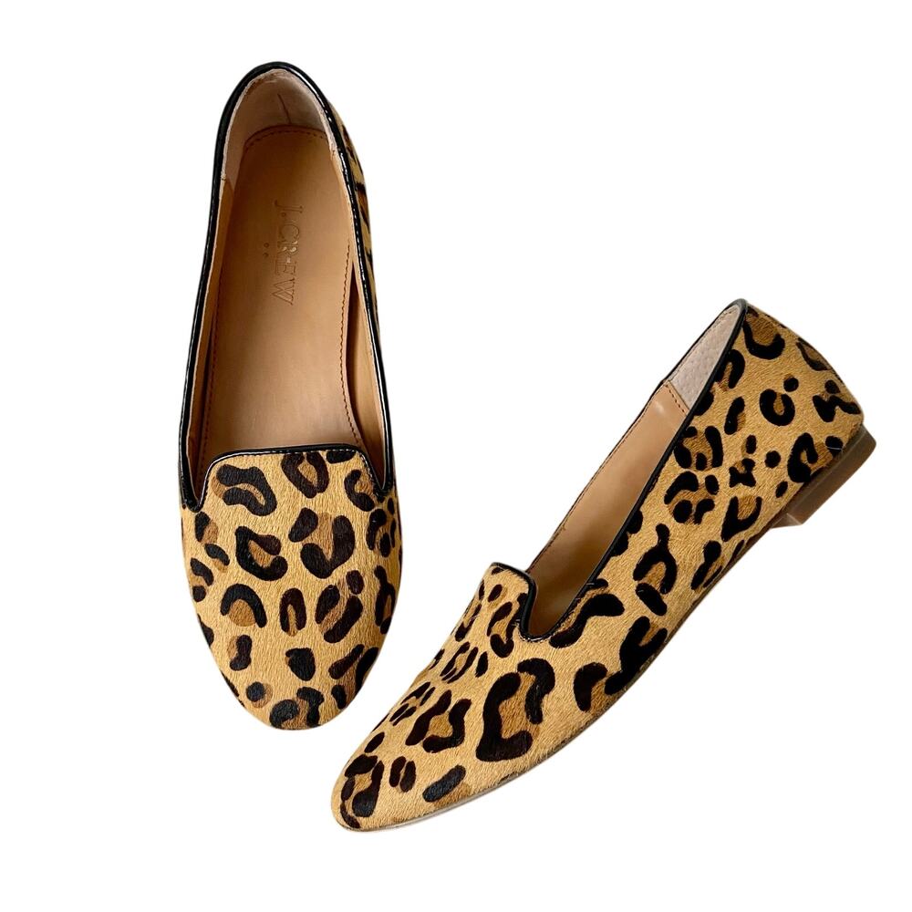 J. Crew Leather Leopard Loafers